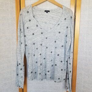 Rails Long Sleeve Shirt Sami Gray Rivet Stars Celestial Linen Blend Size Large